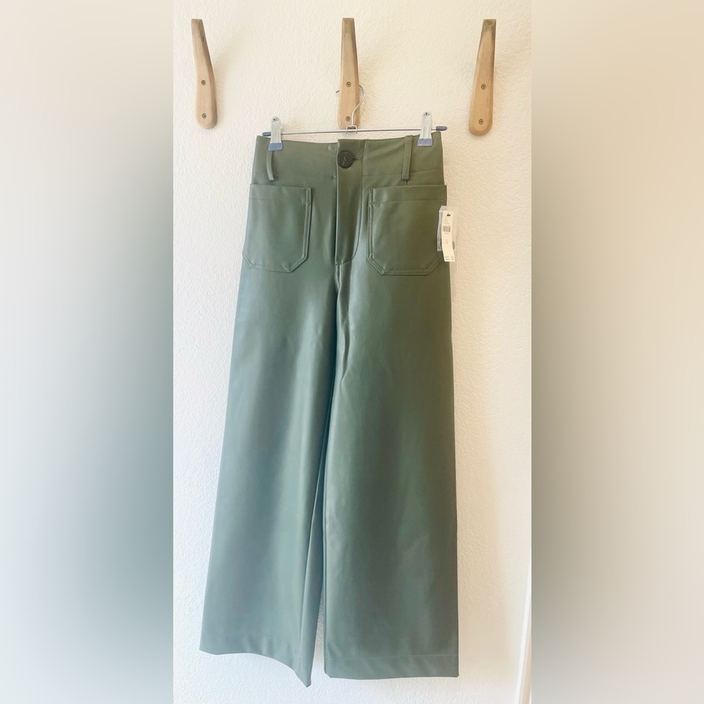 NWT The Colette Faux Leather Crop Wide-Leg Pants by Maeve in Holly, Size 23 - Picture 2 of 3